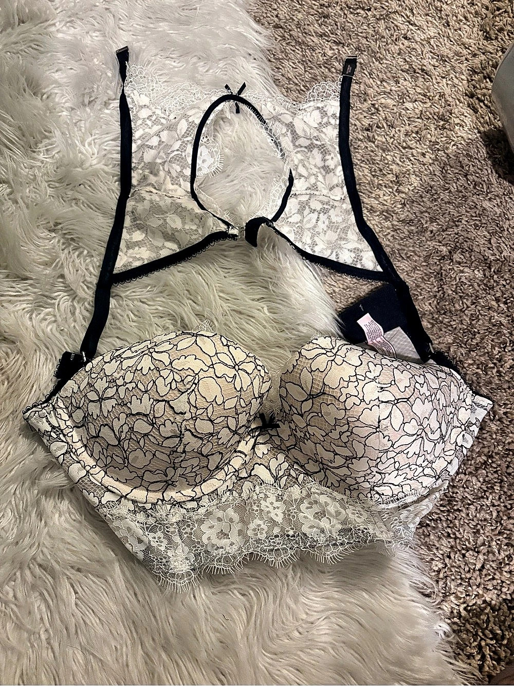 Victoria's Secret Very Sexy Floral Lace Longline Push-Up Bra 34DD